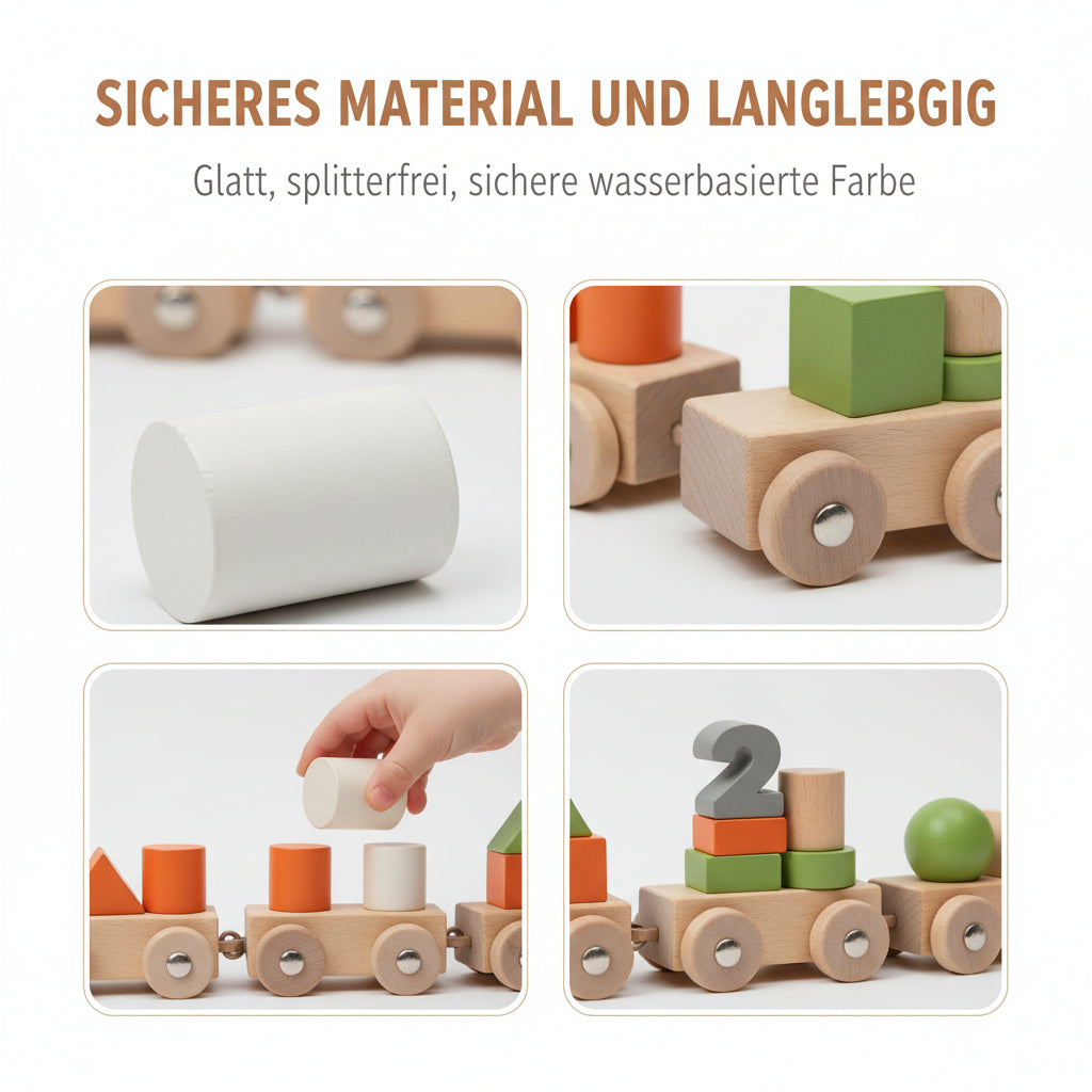 Wooden Train Birthday Toy Montessori Toys Baby Educational Toys Wooden Trolley Baby Learning Toys Number of Wood Baby'S Toys